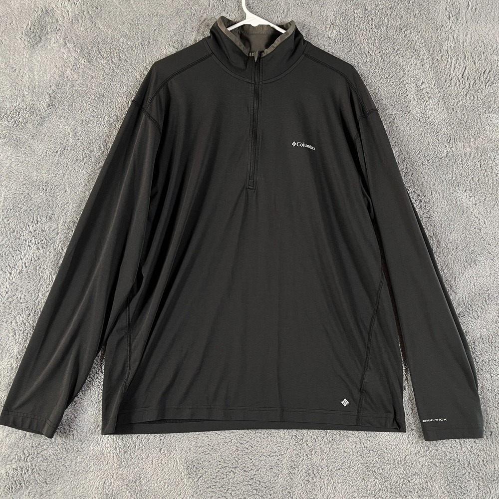Columbia Omni-Wick Active 1/2 Zip Pullover Mens XL Black Long Sleeve Mock Neck